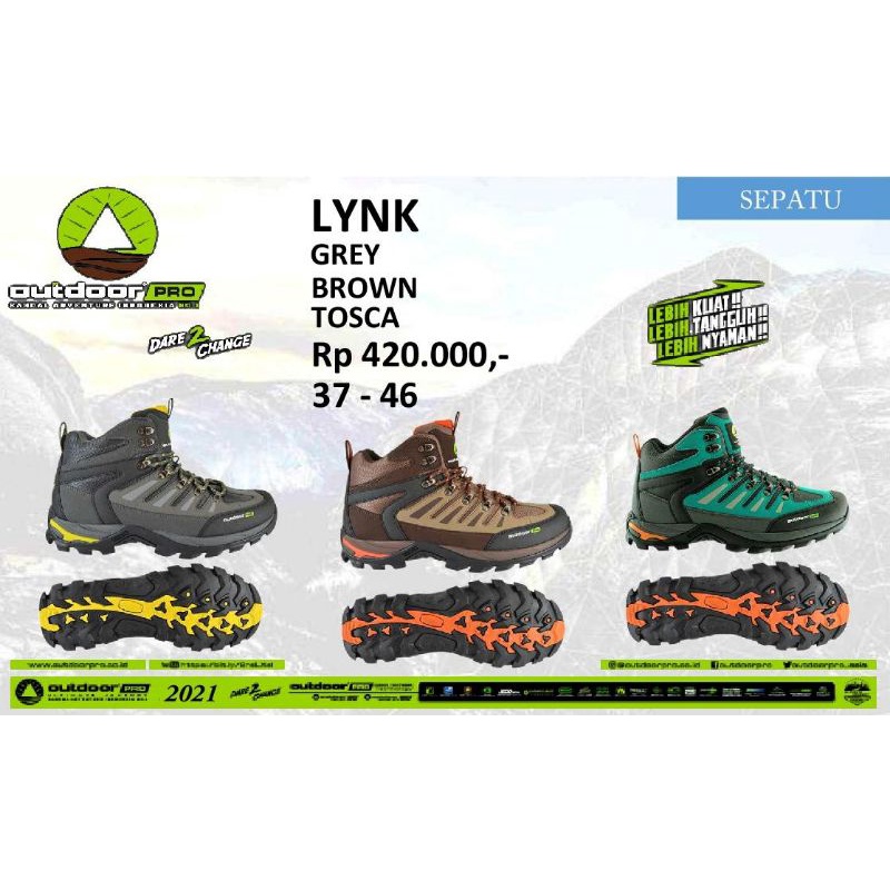 SEPATU GUNUNG OUTDOOR PRO LYNK BERGARANSI - SEPATU OUTDOOR - SEPATU HIKING - SEPATU PENDAKI