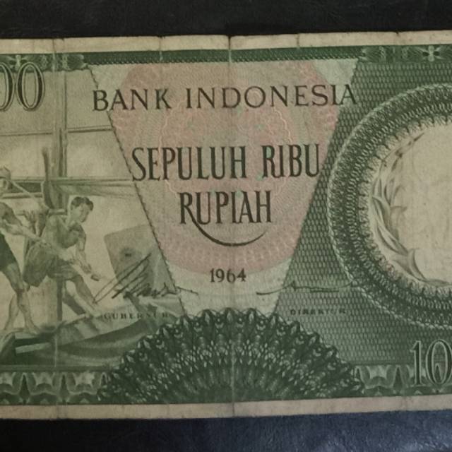 Uang kuno Indonesia seri pekerja tangan II 10000 tahun 1964