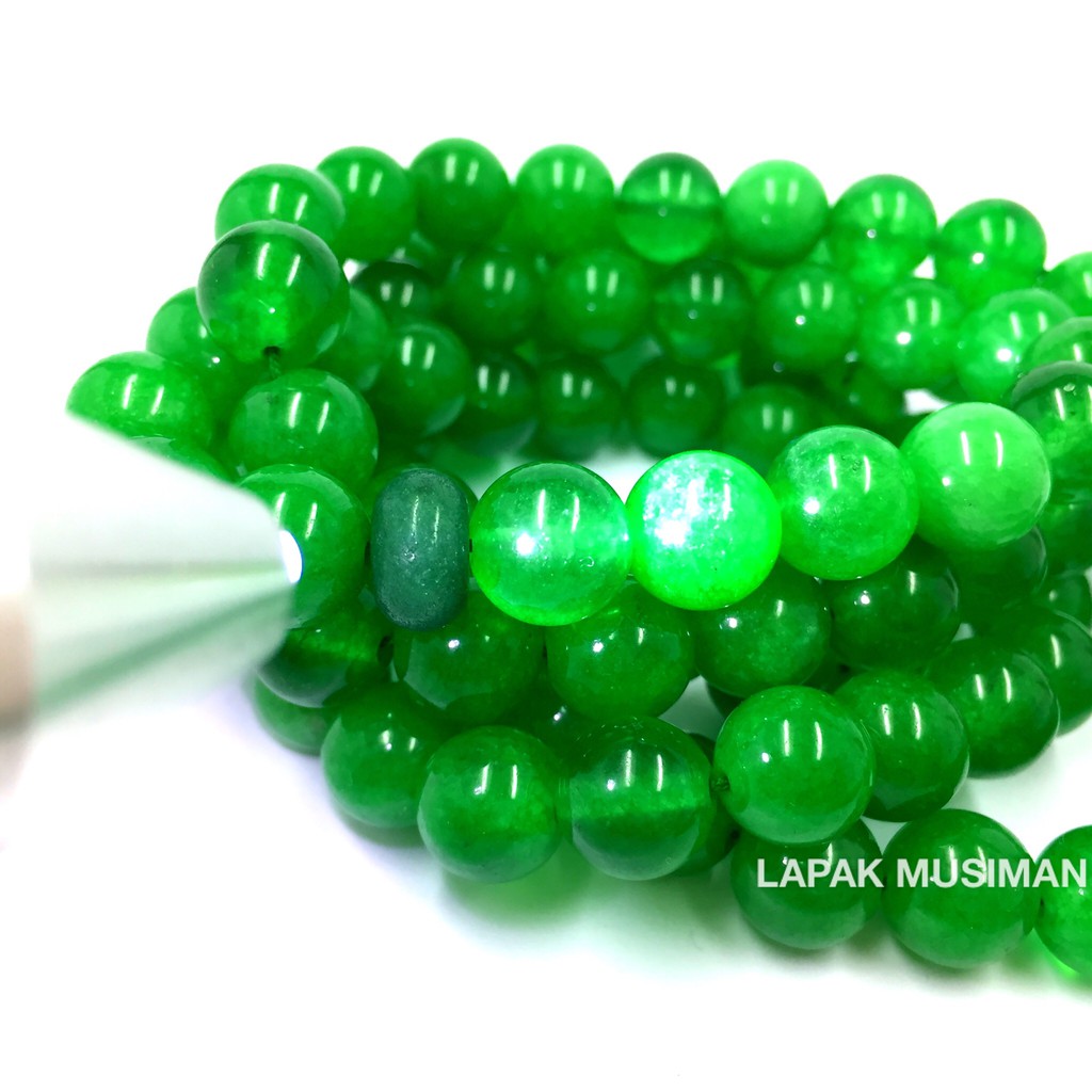 [Bayar di Tempat] Tasbih Batu Giok Hijau Asli Natural 99 Butir 10MM