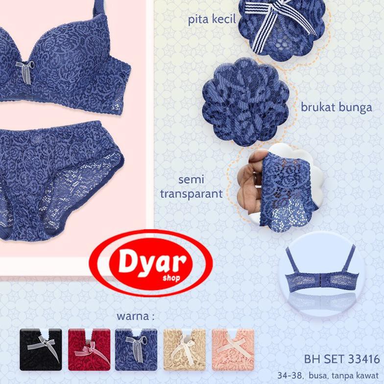 ➵ Bra Set SOREX 33416 | Bra + CD Transparan Brukat Bunga | Busa tanpa Kawat ➯