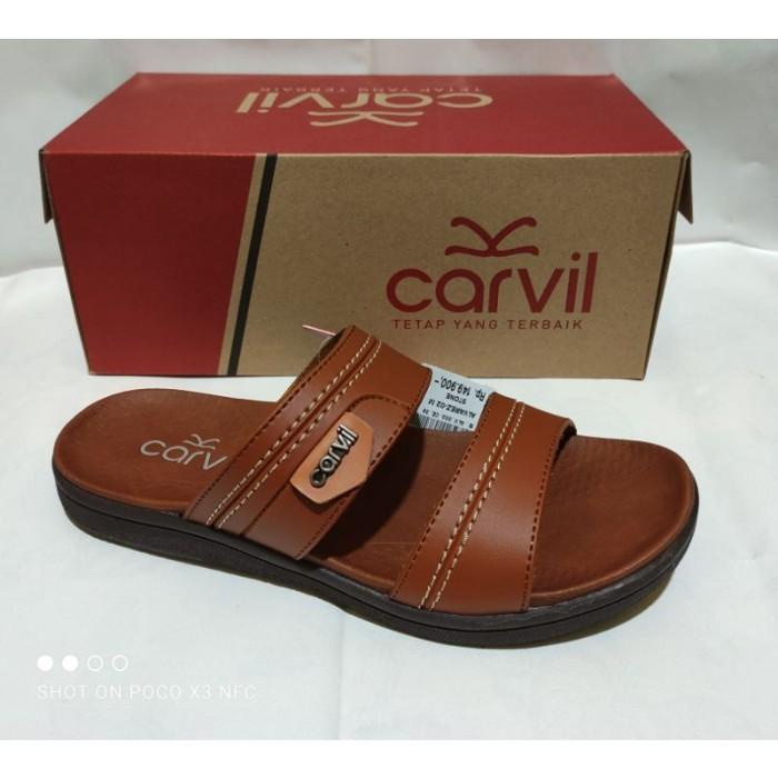 Sandal casual pria Carvil Houston 02 Hitam original