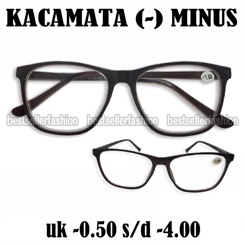 Kacamata Minus Wanita dan Pria Ukuran -0.50 Sampai -4.00 kaca mata minus frame kotak coklat kacamata rabun jauh reading glasses unisex