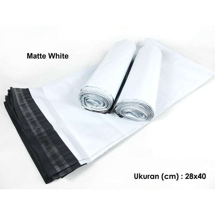 

28 x 40cm Polymailer Polybag Kantong Amplop Plastik Packing (Isi 100) - Putih Matte NEW