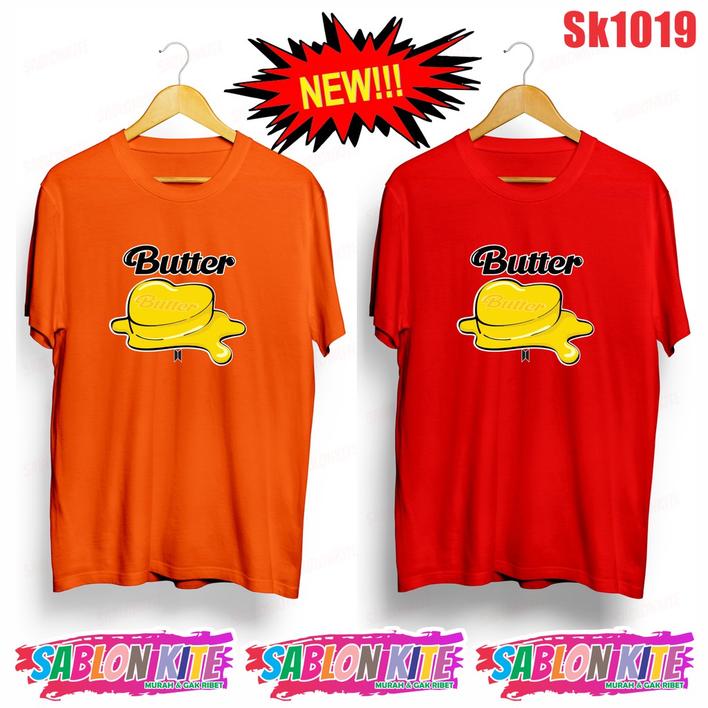 MURAH!!! KAOS KPOP LOGO BUTTER PRINT BESAR SK1019 ADA 8WARNA UNISEX COMBED 30S