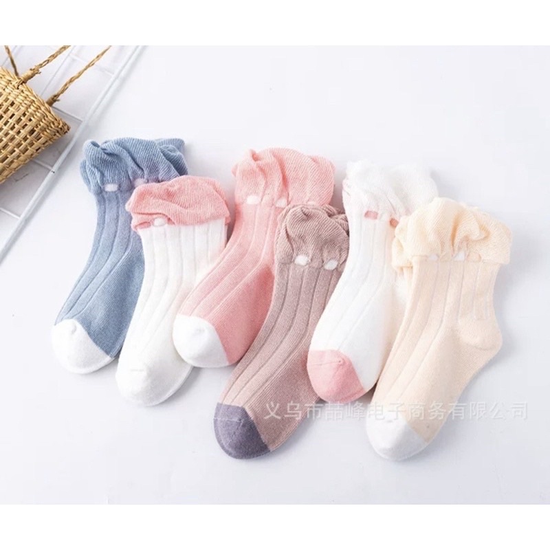 DK 36 Kaos Kaki RUFFLE KOMBINASI Bayi Anak Perempuan