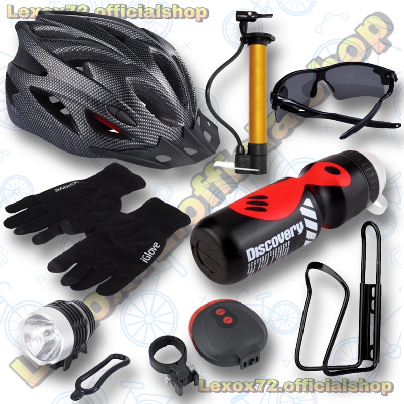 paket isi 8 helm sepeda taffsport &amp; aksesoris (merah/carbon)