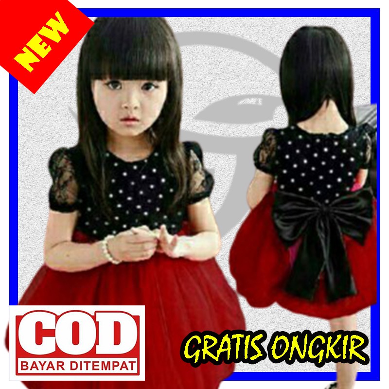 RIKADOTKIDS MAROON (2-4 Thn) pakaian baju dress drees gaun pesta anak perempuan cewek cewe