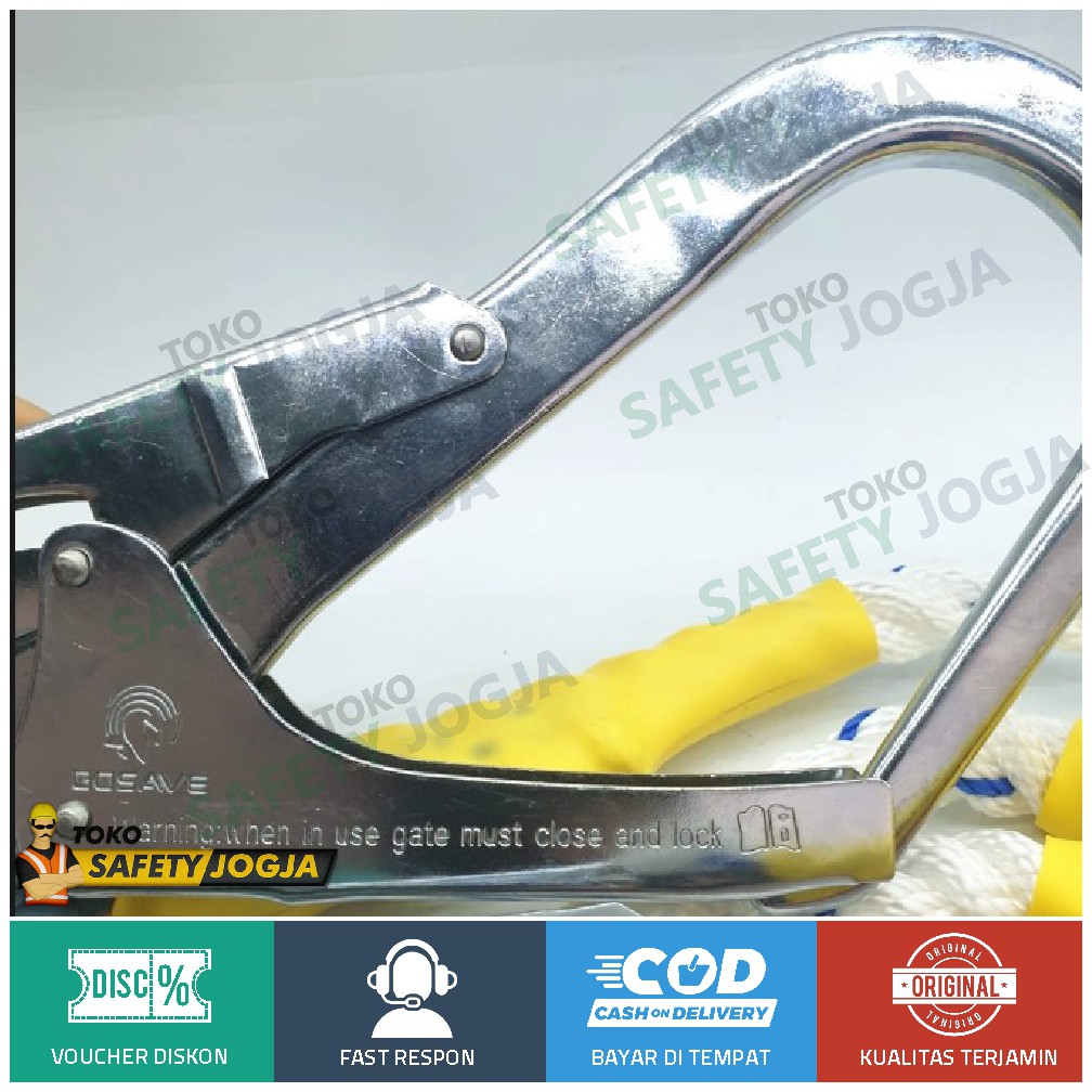 Lanyard Safety Double Big Hook PRO untuk Full body harness Safety belt