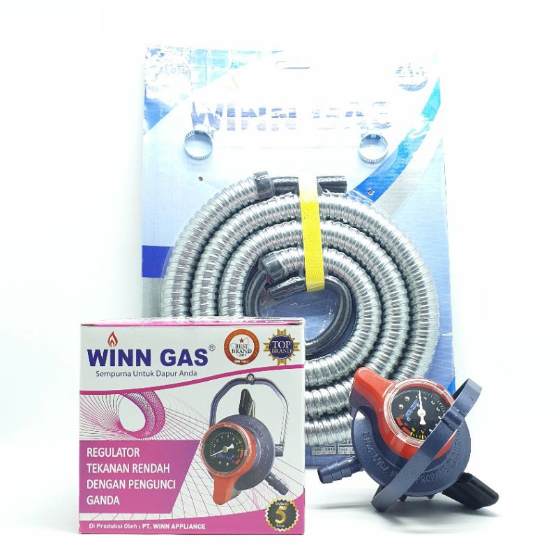 SET Winn Gas W-900M Meter + Selang Gas FLEXY 1,8 Mtr / Selang FLEXY Regulator Kompor Gas Elpiji LPG