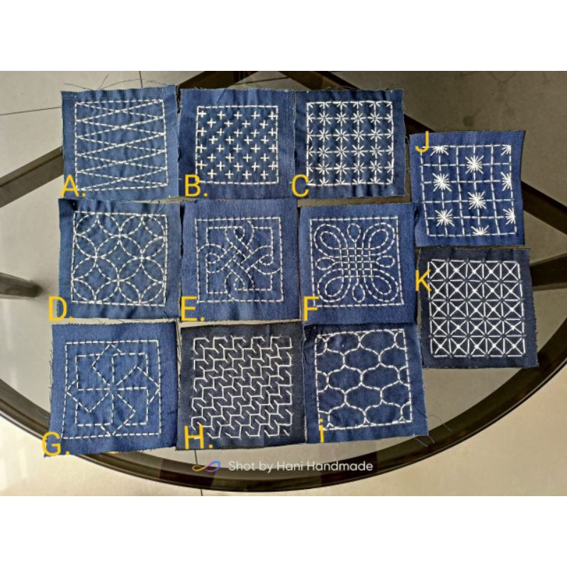 HASIKA - BESPOKE SASHIKO RAW JEANS AND DENIM PATCH - SIZE 10X10CM - 8 OZ - 13 OZ - OLDBLUE BLUEBLACK