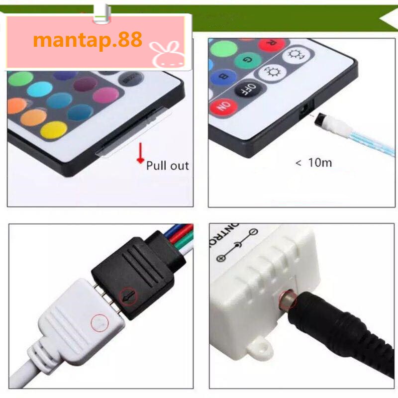 LAMPU LED STRIP 2835 5M RGB SETSMD WARNA WARNI IP65 AC 220V ADAPTOR + REMOTE+MODUL