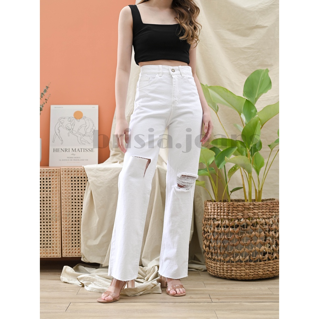 [SIZE 27-30] DAMI Ripped Boyfriend Jeans  - White / Bigsize Boyfriend Jeans