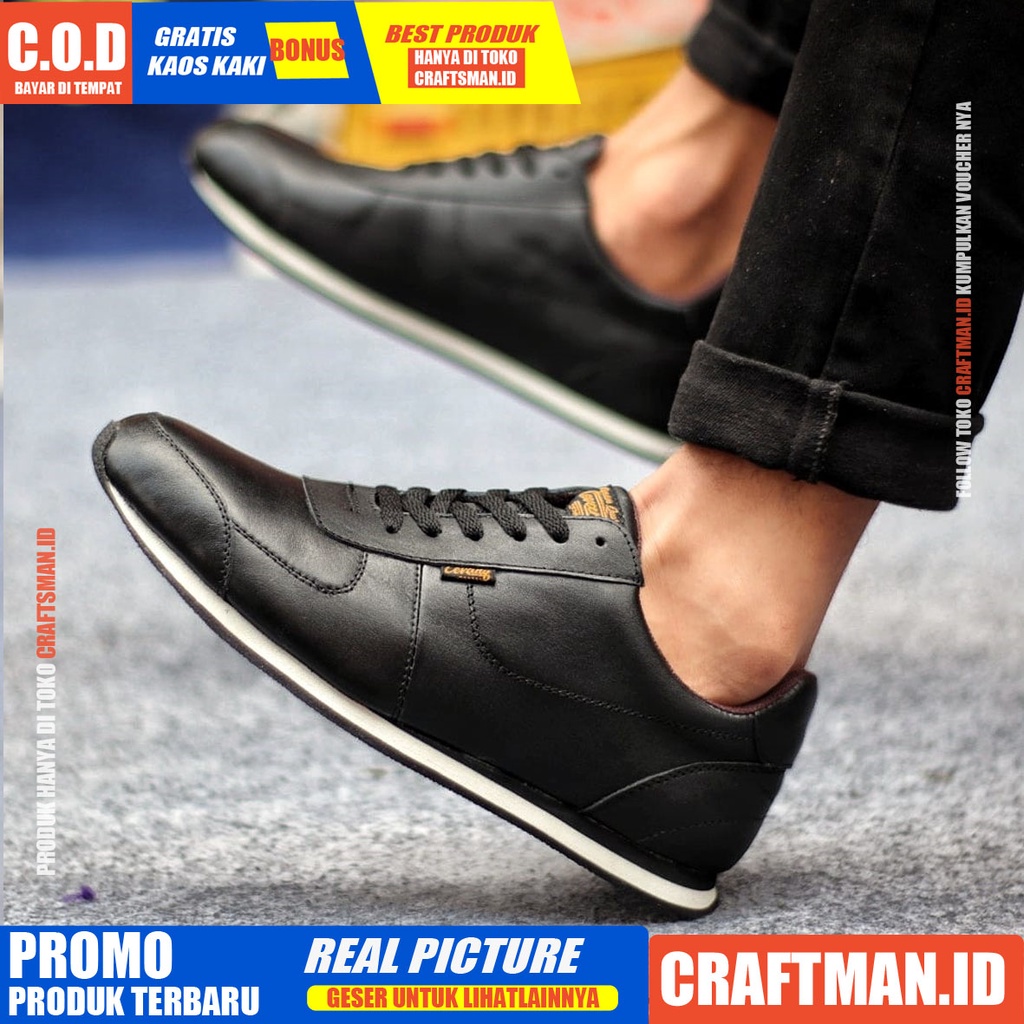 CRAFTS X MORLEY Sepatu Sneaker Pria Cowok/Cowo Kulit Asli Sepatu Pria Sneakers Casual Keren Ori Sepatu Kasual Kerja Kuliah Santai Joging Gaya Keren Kekinian Murah Terlaris