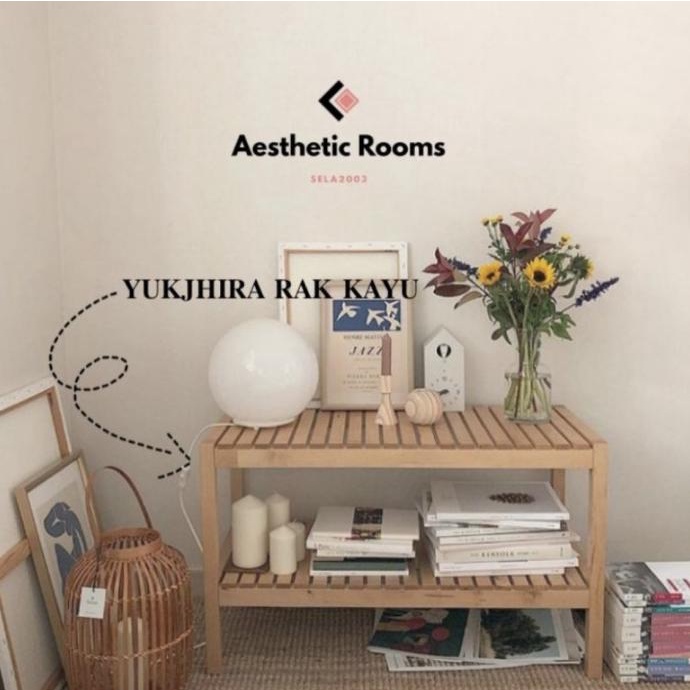 Rak Kayu Aesthetic Ala Korea Wooden Rak Sepatu Rs45297