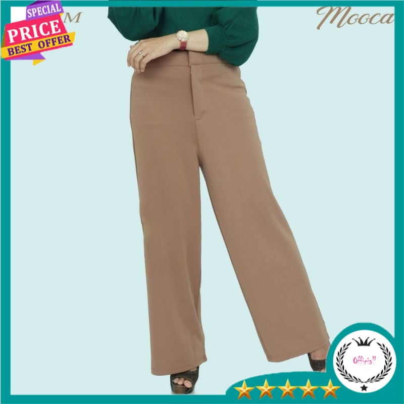CO Celana Panjang Wanita Celana Kulot Scuba Lurus Cubit Celana Panjang Kulot Wanita Pinggang Karet s