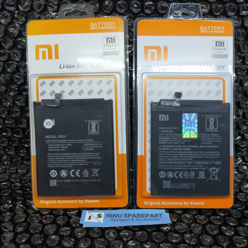 baterai Original l Xiaomi Redmi Note 5a / Mi A1 / Mi 5x / S2 BN31 battery batre