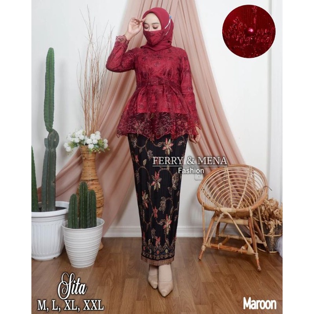SET KEBAYA SITTA3/KEBAYA TULLE/KEBAYA MODRN/BAJU KEBAYA/KEBAYA PESTA/KEBAYA SUPER MEWAH/KEBAYA JUMBO-5