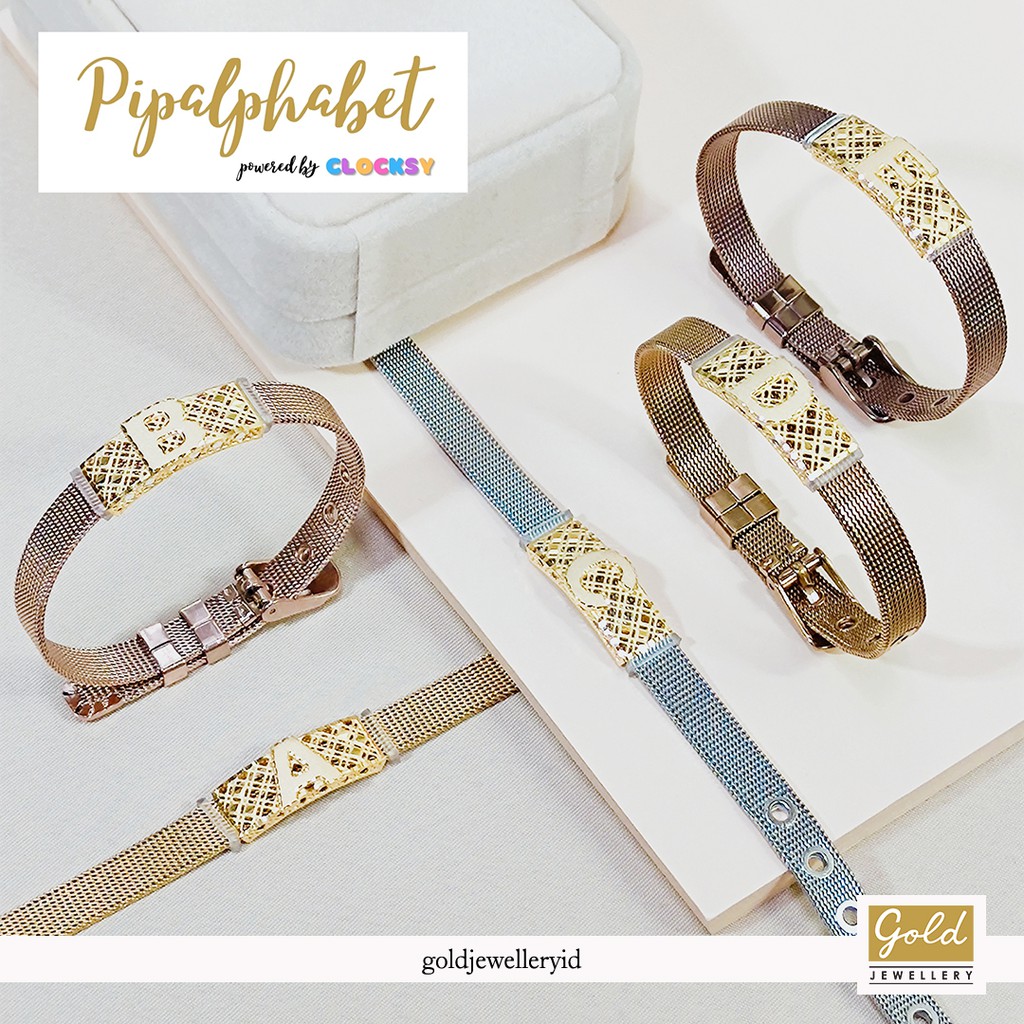 Gelang tali emas kuning 700 16k inisial huruf pipalphabet part 2