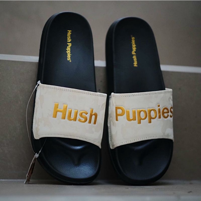 SANDAL HUSH PUPPIES CAMO WHITE GOLD BIG TEXT