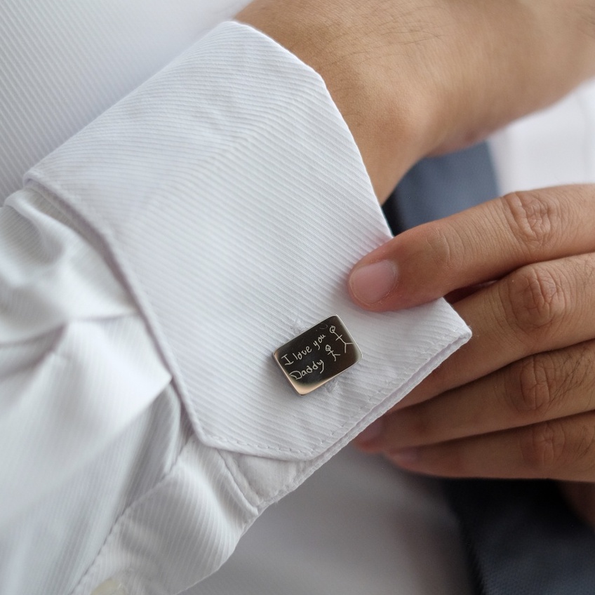 Lancca Official Legent Rectangle Cufflink - Kancing Manset Pria Custom Nama Persegi Panjang Stainles