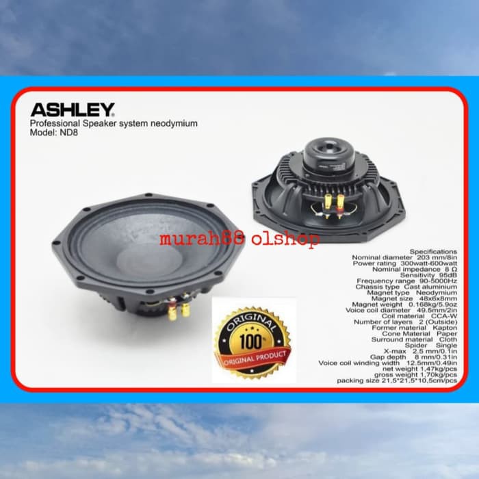 SPEAKER COMPONENT ASHLEY 8INCH LE8 ORIGINAL