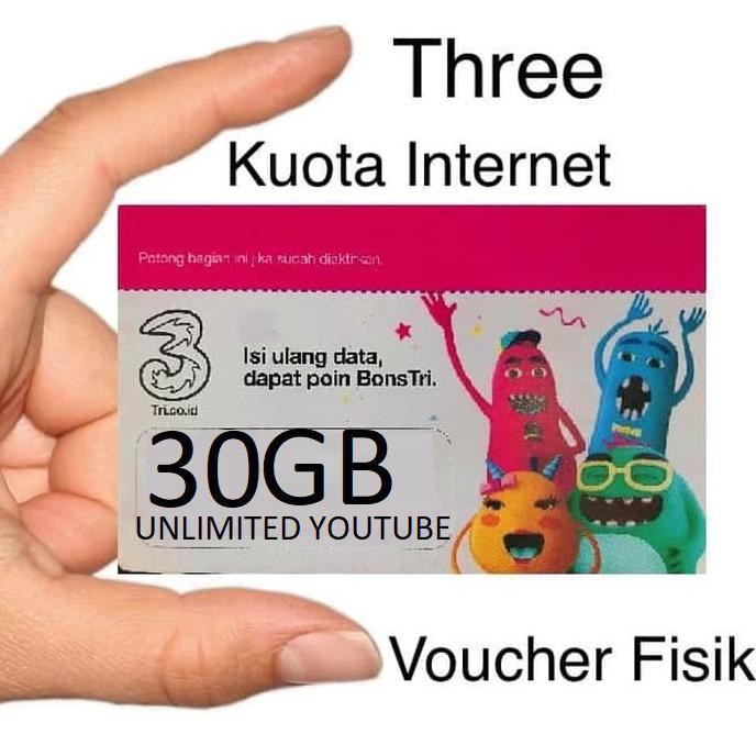 Best Seller Tri Voucher AON10 30GB Unlimited Youtube Murah