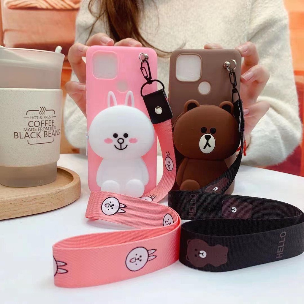 OPPO A72/ RENO 5F/ F19 PRO/ A94/ A74 4G/ A95/ SOFT CASE KARAKTER/BONEKA DISNEY DOMPET KOIN/COIN + GANTUNGAN TALI