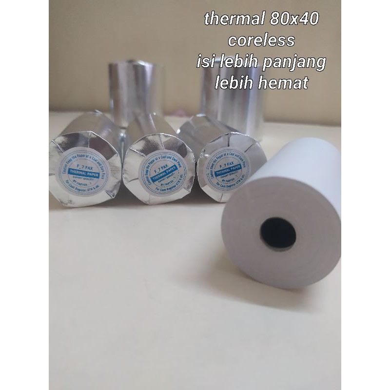 

Kertas kasir struk paper rol thermal 80x40 CORELESS thermal pos printer 80x40