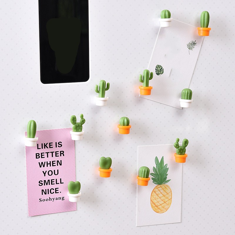 [ 6pcs/set Creative cactus fridge magnet Decoration for  Home kitchen Living Room Bedroom ]