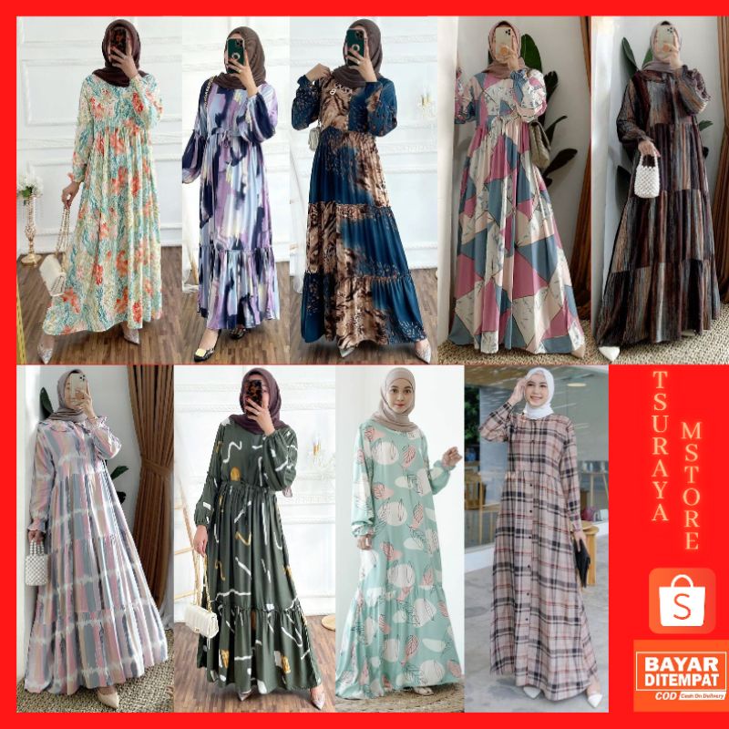 Gamis Rayon Viscose Payung Busui Panjang LD 100cm - 120cm