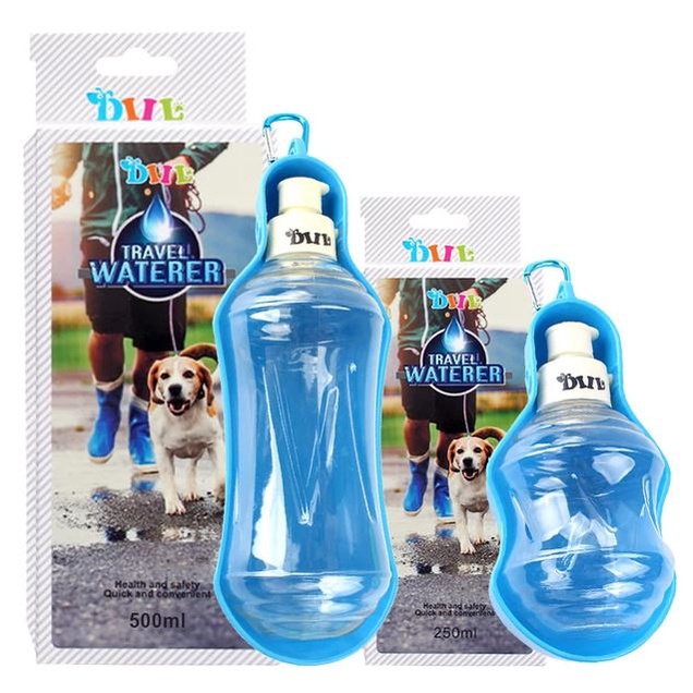 Botol minum travel portable anjing kucing 250ml-500ml bening