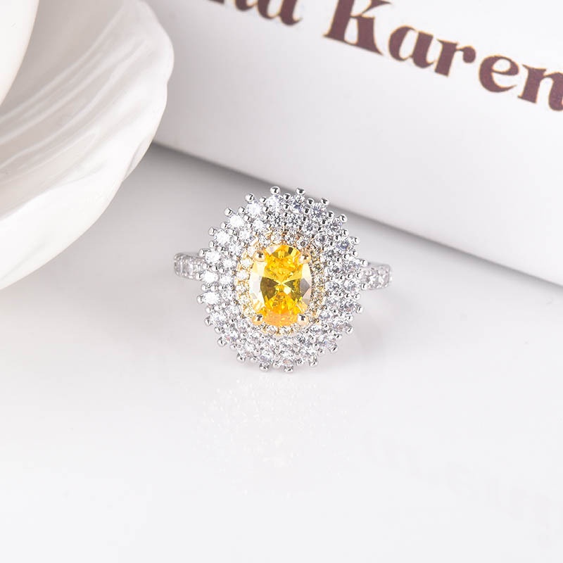 Cincin Berlian Citrine Mewah Untuk Fashion