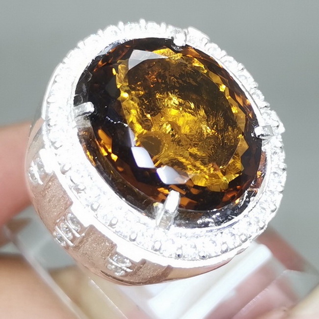 Batu cincin Permata Asli Natural Citrine Kecubung Kuning