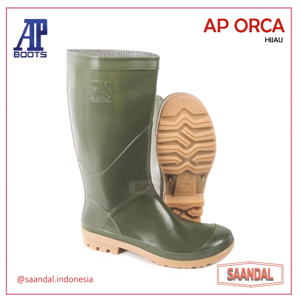 AP Boots Orca Safety Sepatu Boots Hijau Green Perikanan APD Perkebunan APD (BISA SATUAN COD)