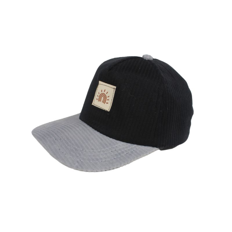 CASHEL CAP - Topi anak baseball Snapback Curduroy Mix Cewe Cowo Korea Lucu Murah-Black-Grey