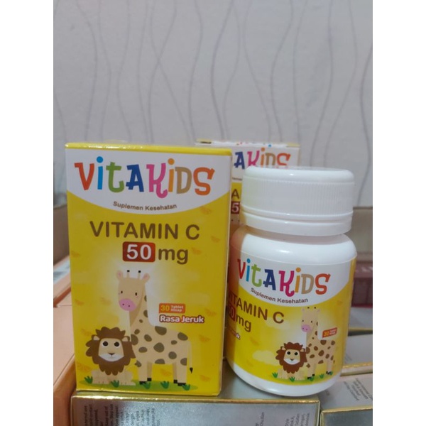 Vitakids vitamin C anak Original 100 % 50 mg 30 tablet by Triman Suplemen anak varian jeruk