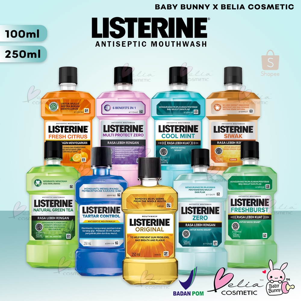 ❤ BELIA ❤ LISTERINE Antiseptic Mouthwash / Obat Kumur Antiseptik | 250ml | 100ml | BPOM