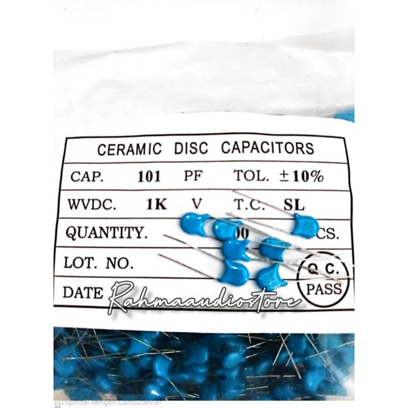 CAP CERAMIC 101 pF 1 kV/100 Biji