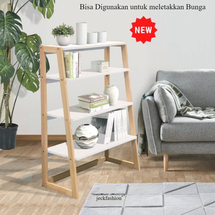Rak Tanaman - Rak Buku Rak Pajangan Bunga Minimalis 4 Susun Rak Kayu Tanaman Hias