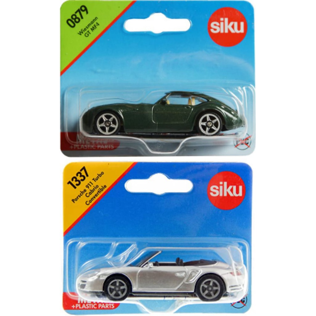 SIKU 0879 Wiesmann GT MF 4 Hijau 1337 Porsche 911 Turbo Cabrio Convertible Silver Metal Plastic