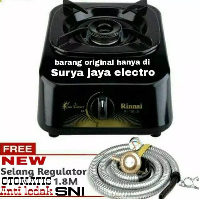 Kompor gas Rinnai 1 Tungku plus selang & regulator otomatis anti ledak
