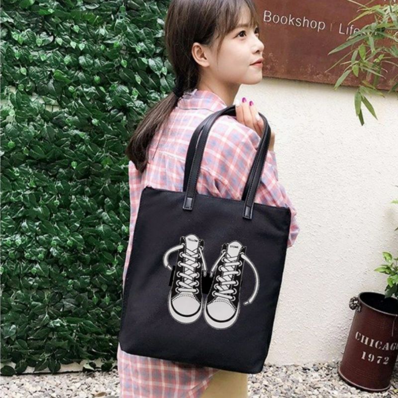 dem_sare / DS1114 Tote bag wanita Totebag Sablon Tas Fashion Wanita Tote Bag Laptop Resleting   Totebag tote Karakter Tote bag wanita custom motif