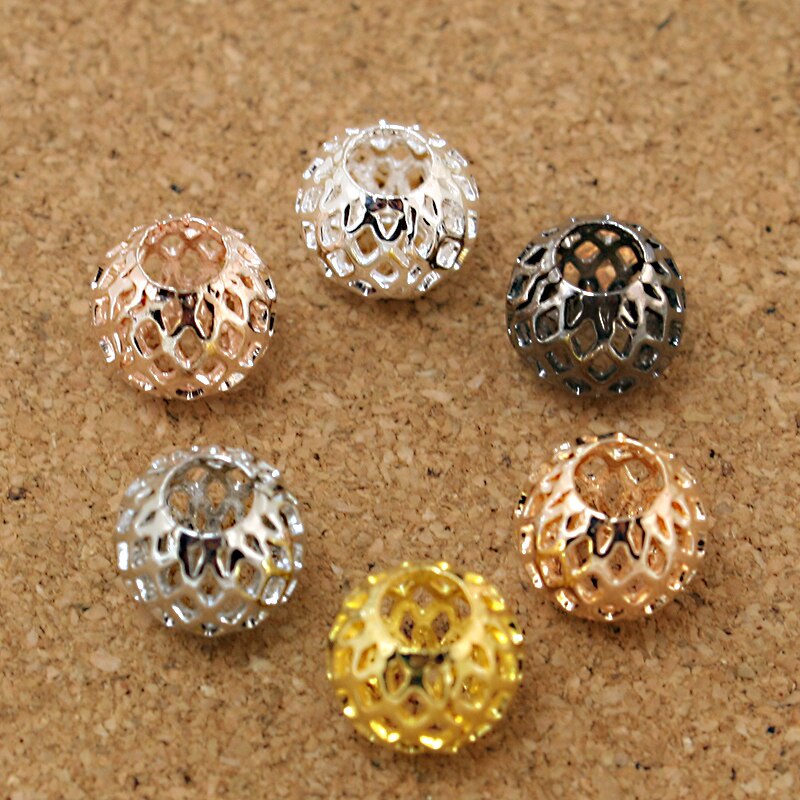 6 pcs 9x10mm Putaran Logam Beads Beads Longgar Untuk Perhiasan Membuat Temuan Kalung Gelang Anting Temuan