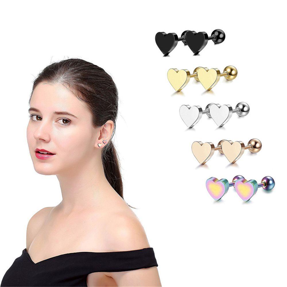 Nanas 2pcs Anting Tindik Bentuk Hati Tulang Rawan Tragus Stud Earrings