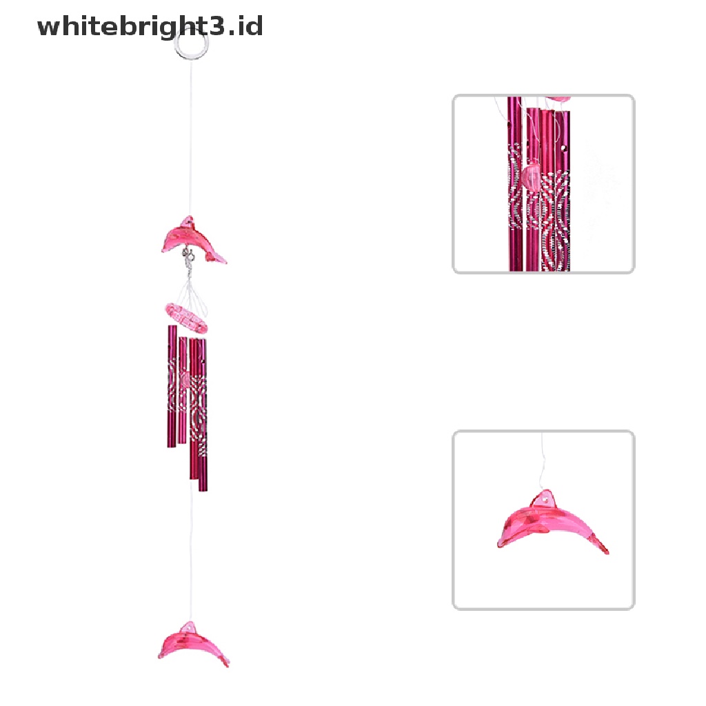 {whitebright3.id} Dolphin Creative Crystal 4 Metal Tubes Windchime Wind Chime Home Decor  ,