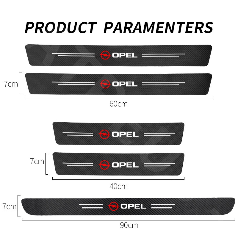 Opel 9Pcs Stiker Pintu Mobil Carbon Fiber Sill Protection Auto Anti Gores Anti Slip Untuk g H J K Insignia Vivaro Zafira Corsa Vectra Astra Mokka