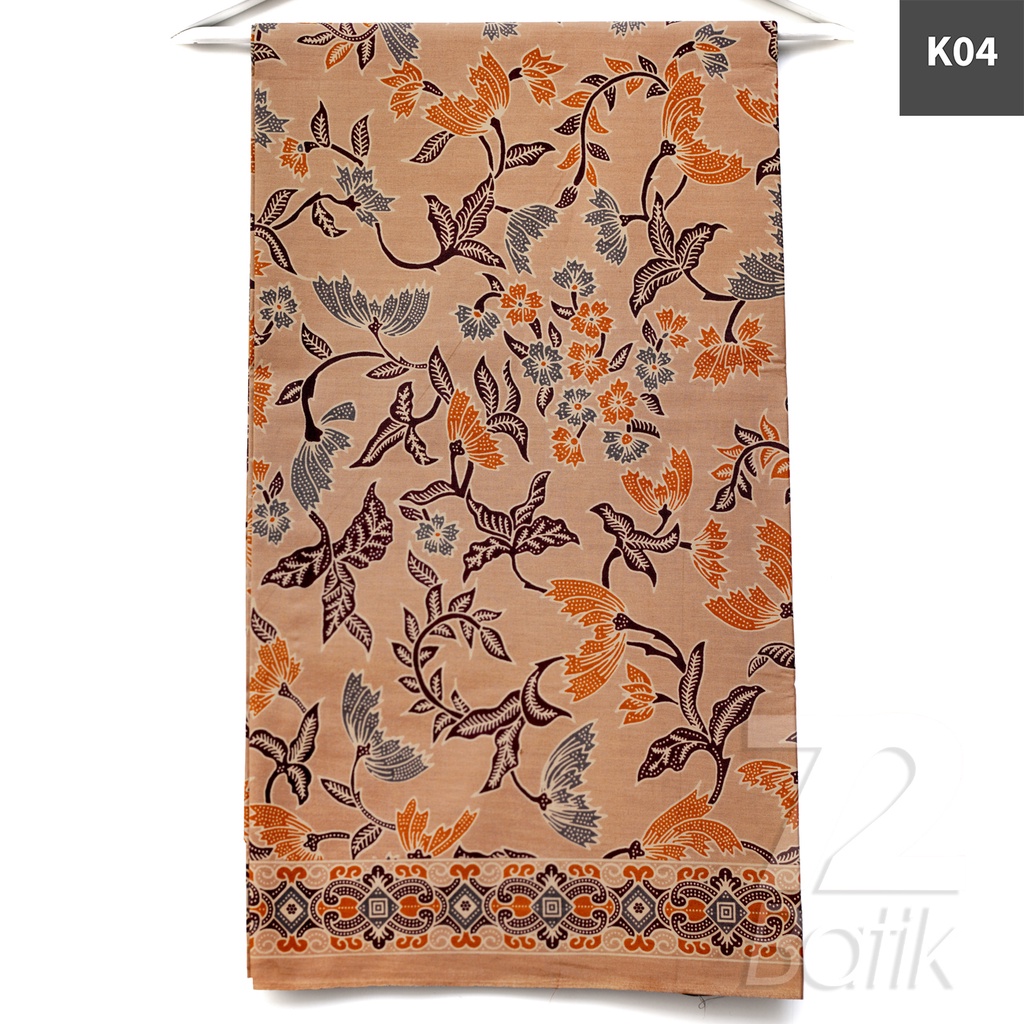 KAIN BATIK PREMIUM Bahan Katun Motif Kembang Warna Hijau Orange 725040 Cap 72 Jarik Jarit Samping Kebat Panjang Batik Katun Modern Premium Bahan Seragam Batik Pernikahan Kantor Keluarga Murah Kamen Jadi Batik Bali Lembaran