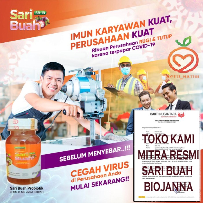 SB-19 Sari Buah Probiotik Biojanna - Extrak Manggis dan Sirsak