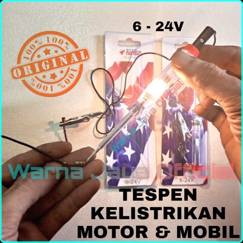 Tespen Arus Aki Tes Pen DC 6V 12V 24V Test Pen Testpen Arus Kabel Motor Mobil Tespen Aki Accu DC 12V