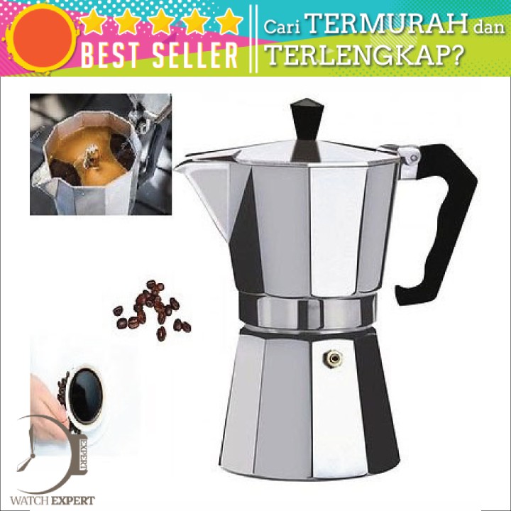 COD Espresso Coffee Maker Moka Pot Teko Stovetop Filter 50ml 1 Cups